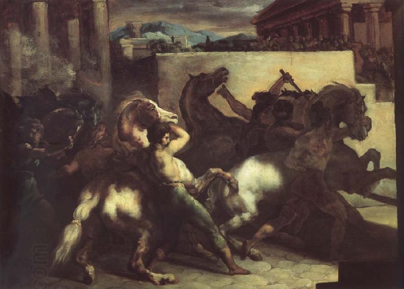 Theodore   Gericault The race of the wild horses China oil painting art